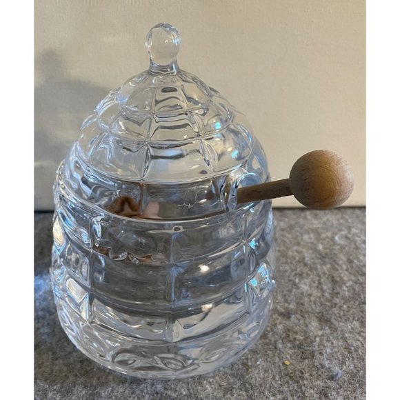 Studio Crystal Bee Hive Honey Pot With Dipping Stick  #1388 - Picture 1 of 4